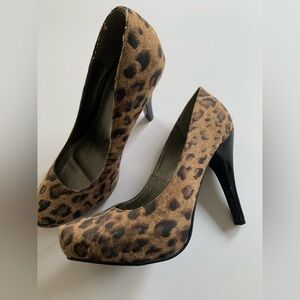 Guess Brown and Black Animal Print Heels